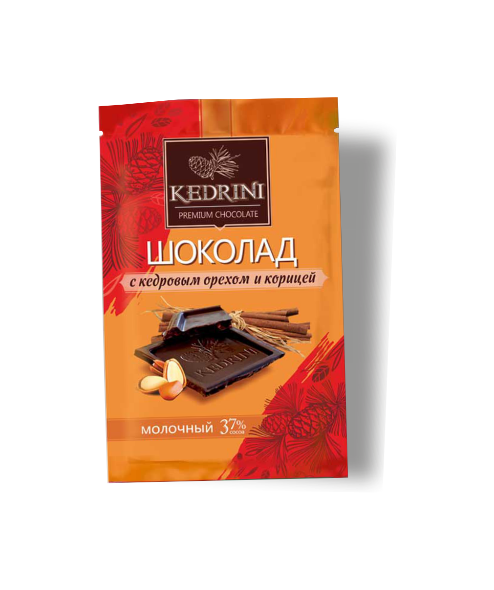 Шоколад Kedrini молочный с кедровым орехом и корицей, 23 г